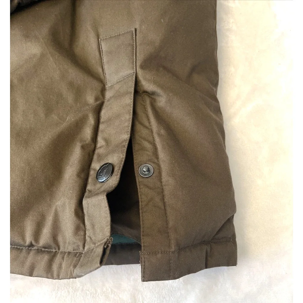 Nautica Down Filled Winter Coat Men's Brown Size M Leather Collar NO HOOD